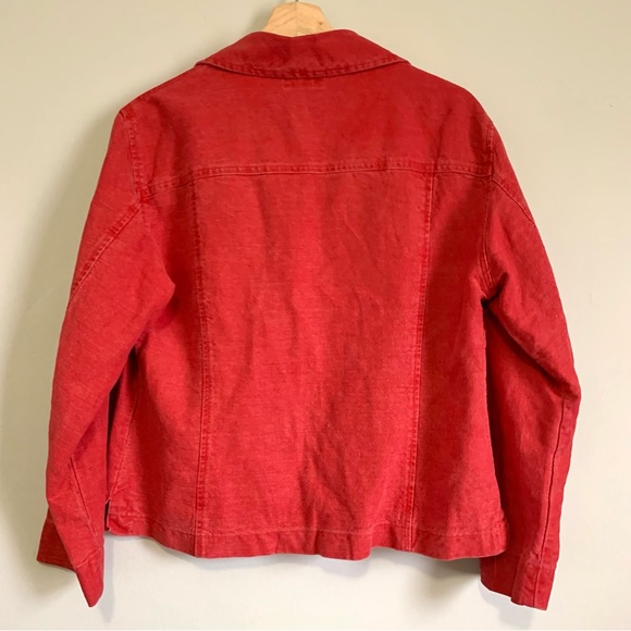 Red Denim Oversized Jacket Womens - Picture 2 of 11